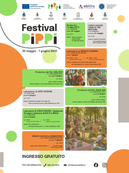 FESTIVAL PIPPI DAL 30 MAGGIO AL 7 GIUGNO 2026 